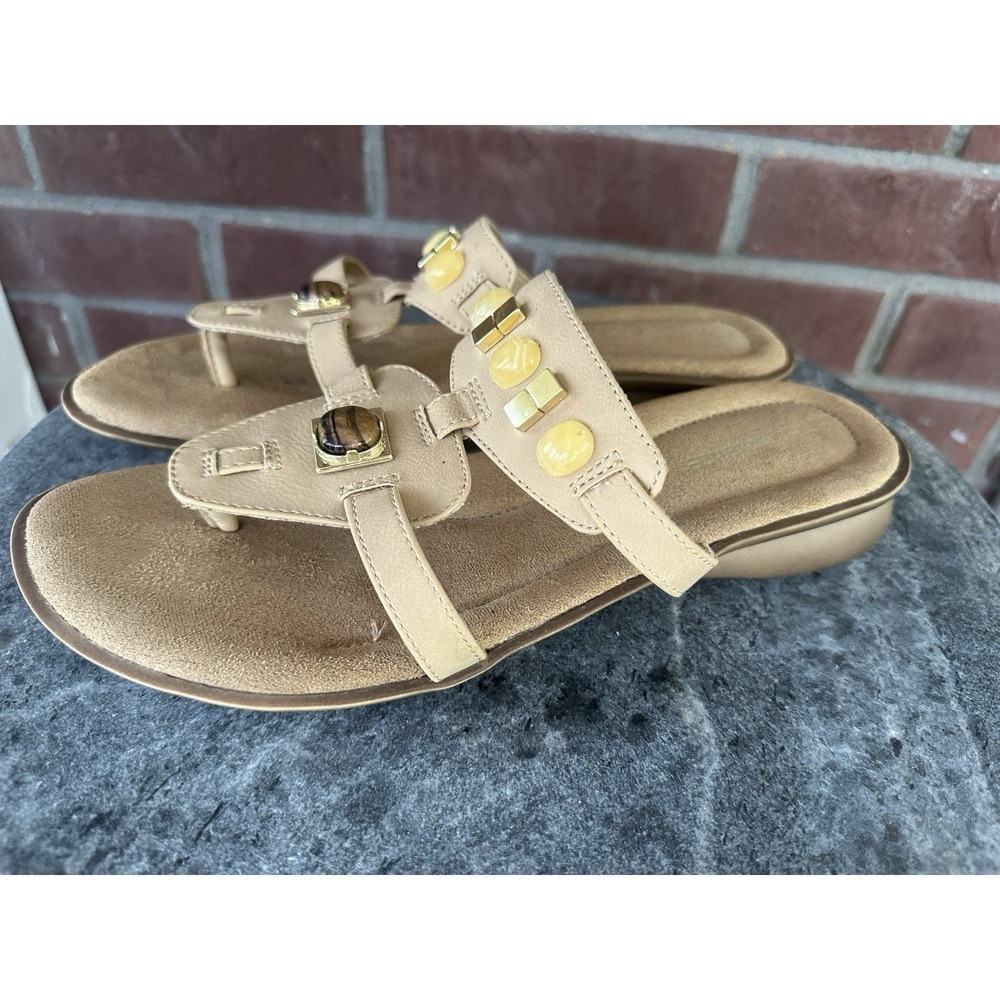 Naturalizer Jamelia Womens Size 8.5M Embelished Tan Sandals Shoes - Picture 3 of 8